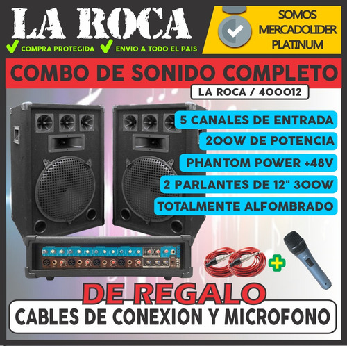 Combo Consola 5 Canales Potencia 200w 2 Bafles 12 Microfono