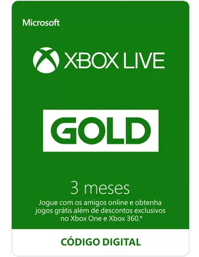 Microsoft Live Gold 3 Meses Brasil Xbox 360/one