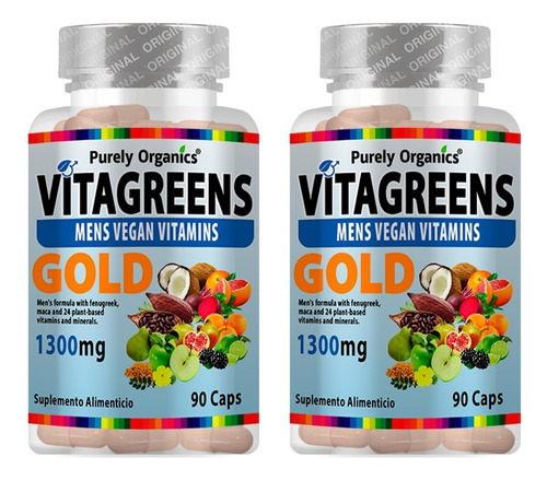 Combo 2  Vitagreens | Vitaminas Veganas Para Hombre 90caps Sabor Sin sabor