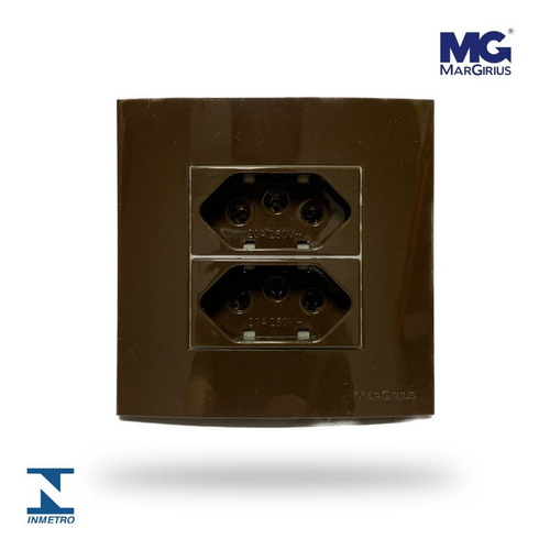 Kit 6 Un Tomada Dupla Móvel Margirius Sleek Marrom 20a 250v
