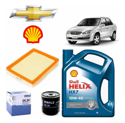 Kit Service Filtros + Aceite Shell 10w40 Chevrolet Corsa 1.4