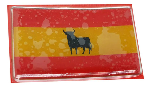 Calco Resinada Bandera España Con Borde Espejo 7 X 4 Cm