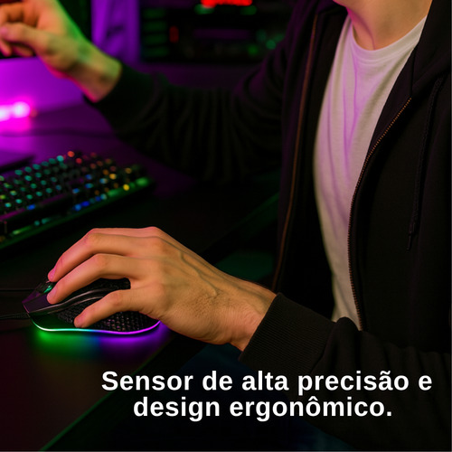 Mouse Gamer Colmeia Ultraleve Macro Iluminação Led Rgb 7200 Dpi Ajustavél 60 Ips 7 Botões Programaveis Para Computador Notebook Digital Iformática
