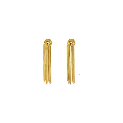 Pendientes Largos De Borla Chapados En Oro 18k