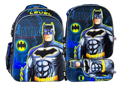 Kit Mochila Batman Lonchera Lapicera Original Primaria