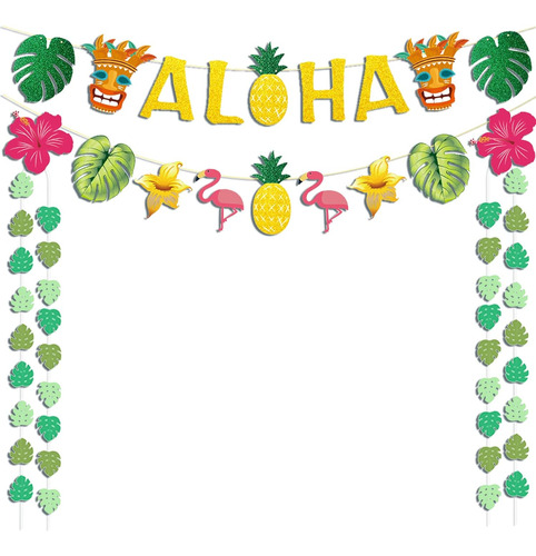 Decoraciones De Fiesta De Luau: Letrero De Aloha De Oro Con