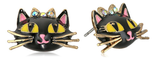 Pendientes De Botón Betsey Johnson Cat Pendientes De Botón R