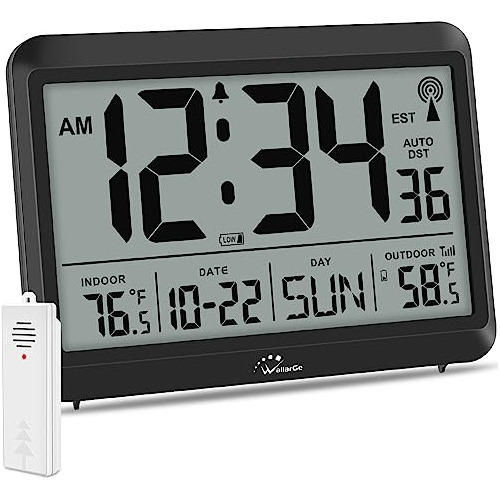 Reloj Atómico Temperatura Interior/exterior, Reloj Dig...