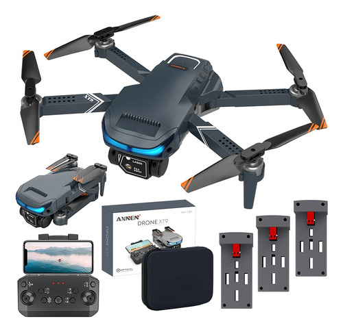 Mini drone Axnen 4K XT9 3 Battery con dual cámara HD 2.4GHz 3 baterías Oscuro Gris