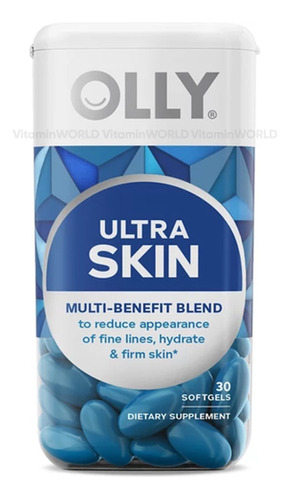 Olly Ácido Hialurónico, Ultra Skin con Vitamina C -30 Softgels Sin sabor