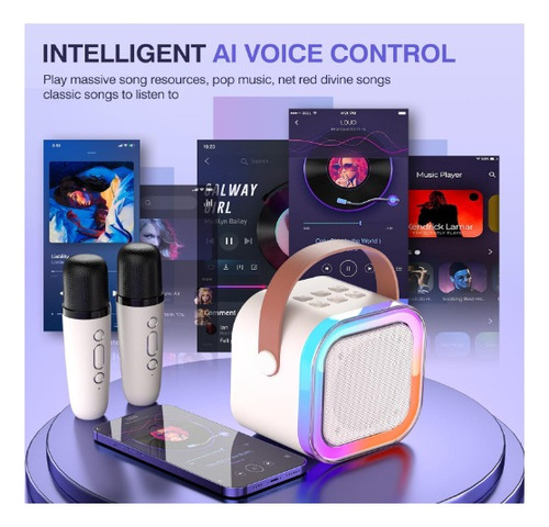 Parlante Portatil Bluetooth K12 Rgb + Microfono Beige
