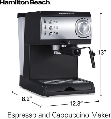 Cafetera Hamilton Beach 15 Bar Espresso, 1480ml, Negro