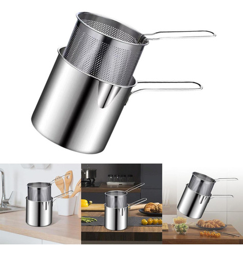 . Frigideira Funda Com Peneira Removível Para Batatas Fritas