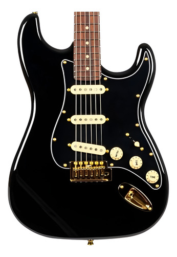 Guitarra Eléctrica Stratocaster Jet Guitars Js-380 Black Color Negro Material Del Diapasón Palisandro Orientación De La Mano Diestro