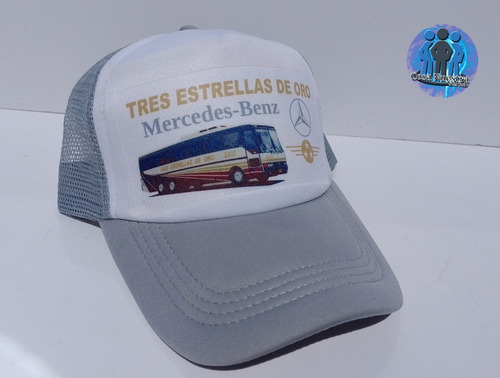 Gorra De Mercedes Benz De Tres Estrellas De Oro Sublimada
