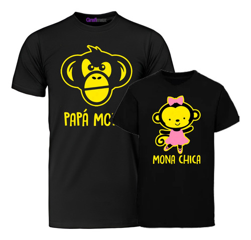 Pack Polera Papá Mono Mona Chica Papá Hija Familia Grafimax