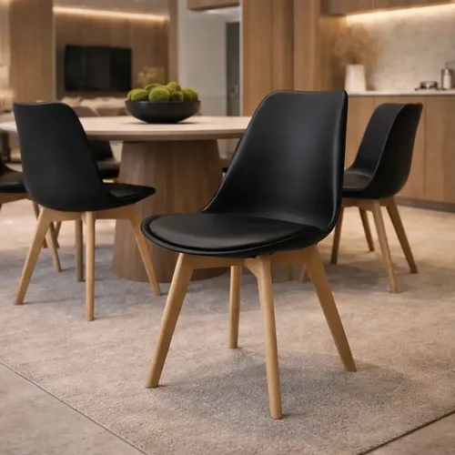 Conjunto 4 Cadeiras Leda Design Wood Para Cozinha