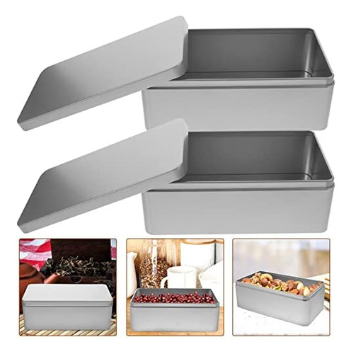 Luxshiny Latas De Metal Rectangulares 2 Piezas Caja De Lata