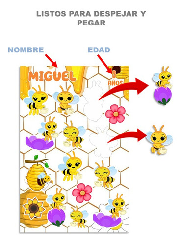 8 Planillas De Stickers Personalizados Kit Fiesta Personaje A Elegir Abejita Chiquitita