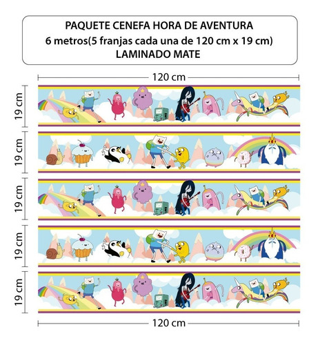 Imagen 2 de 2 de Cenefa Hora De Aventura Niños Vinilos Decorativos 6 Mts
