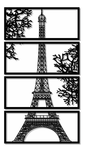 Cuadro Decorativo En Madera Mdf  120 X 66 Cm Torre Eiffel