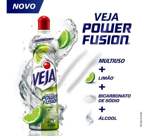2 Unid. Limpador Multiuso Veja Power Fusion 500ml Limão