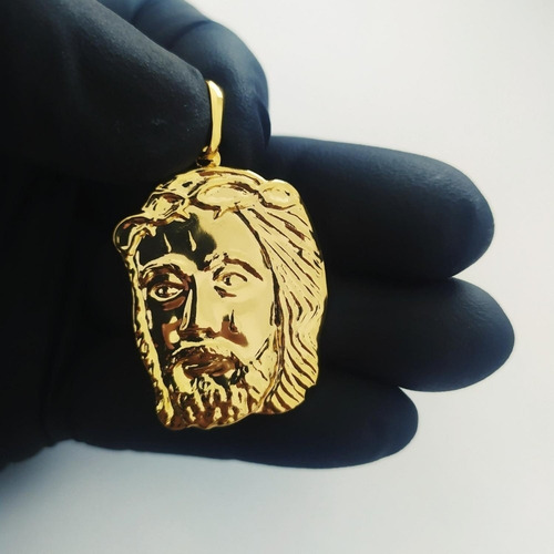 Pingente Rellicari Face De Cristo Banhado A Ouro 18k R007