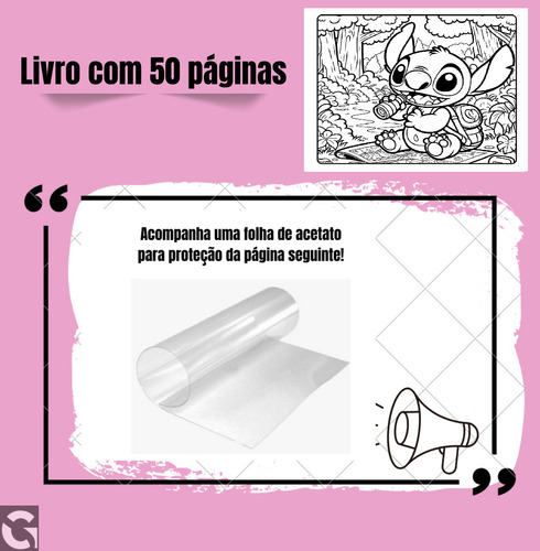 Kit Livro De Colorir Lilo & Stitch Rosa Folha A5 + 24 Canetas Bobbie Goods