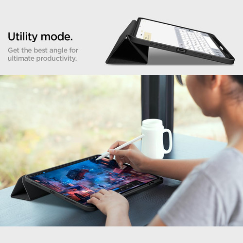 Funda Para Ipad Pro 11 Spigen M4 2024 Negra Triple Pliegue Negro