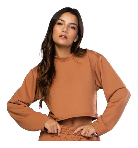 Casaco Cropped Moletinho Manga Longa Moda Feminina Inverno