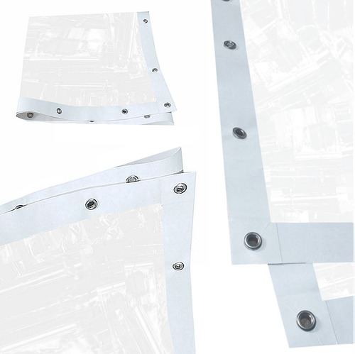 Plástico Lona Pvc Cristal Transparente Com Ilhós - M01 Bainha Branca - Favor Ler A Descrição