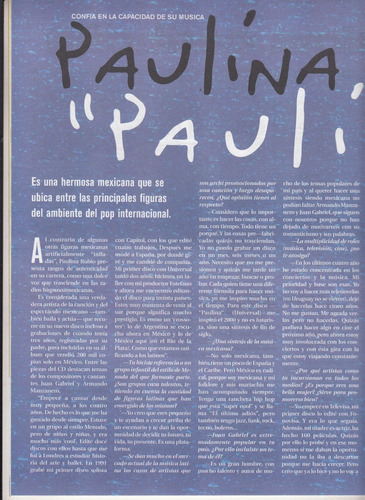 Pop Latino Paulina Rubio Entrevista Revista Uruguay Año 2000