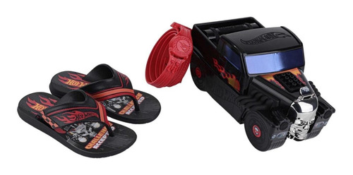 Imagem 1 de 6 de Chinelo Masculino Infantil Menino + Carro Mochila Hotwheels