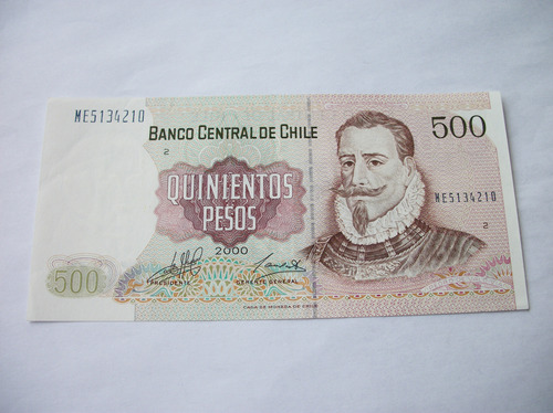 Billete 500 Pesos Chile Año 2000 Sin Uso (rg)