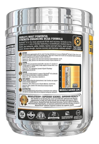 Myobuild Amino Bcaa 4x Muscletech 36 Servicios 332g Nuevos! Sabor Fruit Punch Blast
