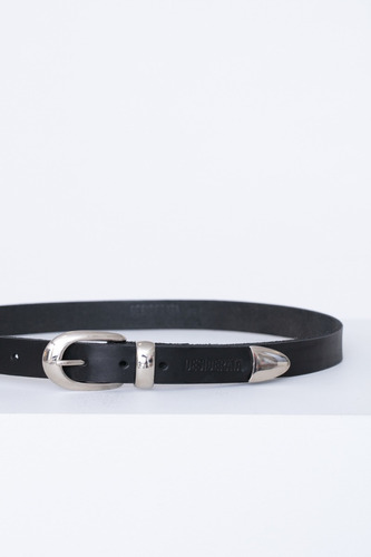 Cinturon Texano De Cuero - Negro Mujer Desiderata Diseño de la tela Liso Talle LA