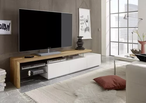 Mueble Tv Moderno Flotante Con Panel Lacado Ref: Mural22