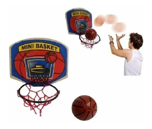Imagem 3 de 4 de Jogo Mini Basquete Infantil Tabela Cesta Bola P Porta Parede