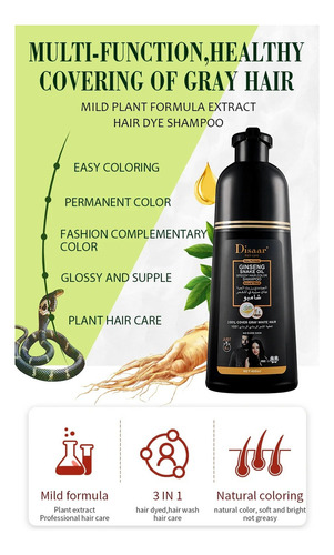 Shampoo Tinte Negro Para Cabello Barba Bigote