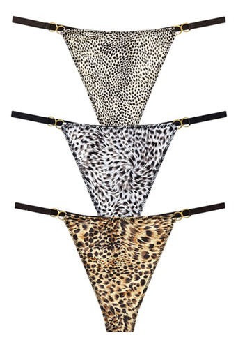 3pc Panties Deseable Sexy Nuevos Tanga Estampado De Leopardo