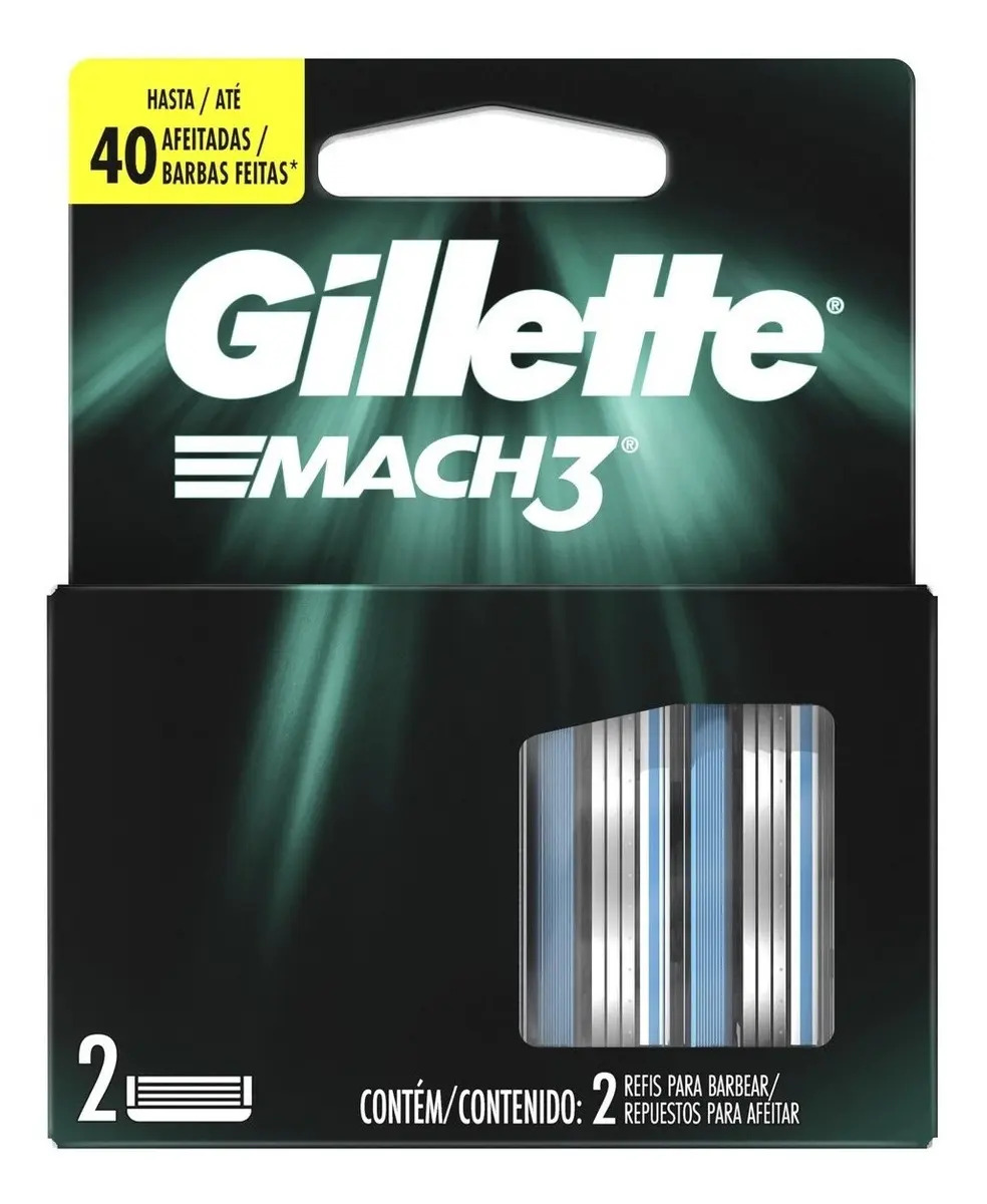 Carga Para Lâmina de Barbear Gillette Mach3, 2 Unidades
