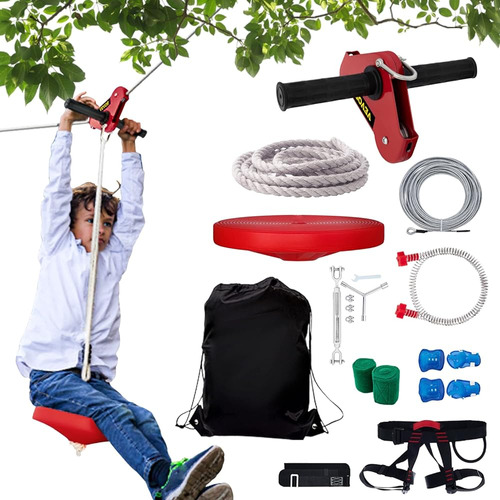 ~ Estable. Happybuy 100 Pies Zip Line Kit Niños Adulto Zip L