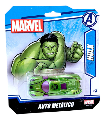 Autos Autitos De Metal Marvel Avengers Coleccionable X2 Unid Hulk Y Capitán América Verde Y Azul