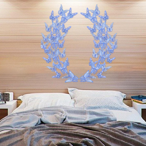 36 Unidades / Conjunto De Borboletas 3d Adesivos De Azul
