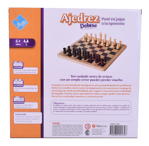 Imagen 6 de 9 de Juego De Mesa Ajedrez Deluxe Tablero De Madera Duende Azul