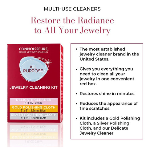 Connoisseurs Kit De Limpieza De Joyas Multiusos, Solución Lí