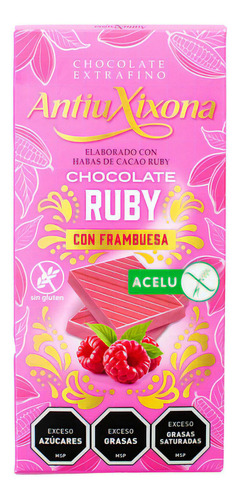 Chocolate Ruby Con Frambuesa 100g Antiuxixona Sin Gluten