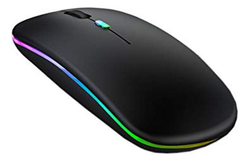 Mouse Bluetooth Con Led De 7 Colores Para Notebook (negro)