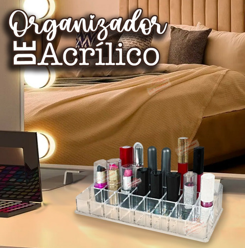 Imagen 6 de 7 de Organizador Exhibidor Maquillaje Acrilico 24 Labiales Hzh-06