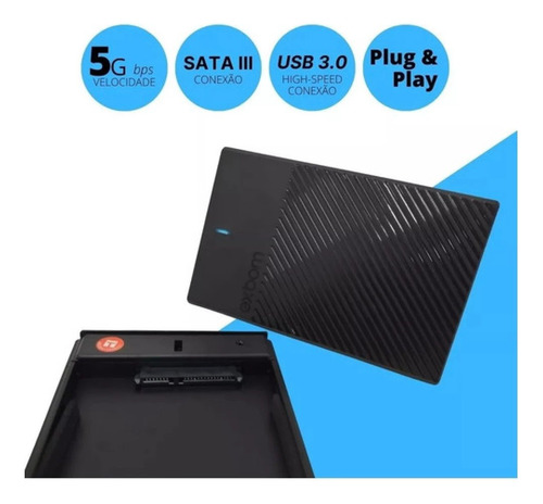 Case Externo Portátil Exbom Cghd-36 2.5 Usb 3.0 - Preto